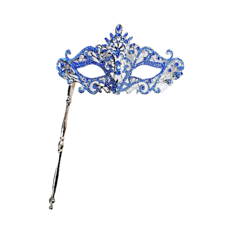 Appropriate mask - White and blue formal mask with handle